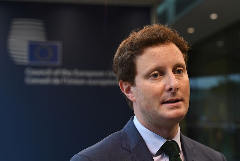 &copy; Reuters. FILE PHOTO: French minister for European affairs Clement Beaune answers journalists as he arrives at a General Affairs meeting in Luxembourg June 22, 2021. John Thys/Pool via REUTERS