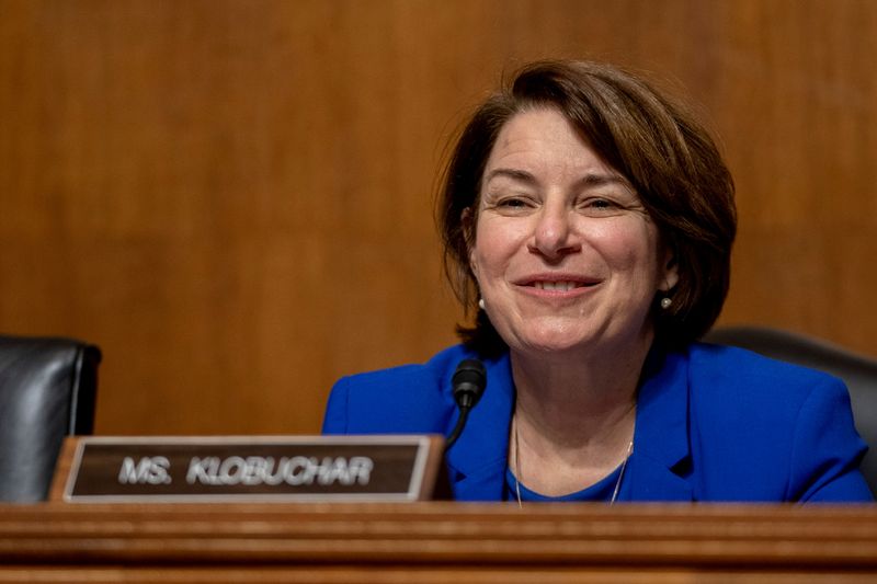 &copy; Reuters. FILE PHOTO: U.S. Sen. Amy Klobuchar (D-MN) speaks during a Judiciary Subcommittee on Competition Policy, Antitrust, and Consumer Rights in a hearing to examine big data, focusing on implications for competition and consumers, on Capitol Hill in Washington