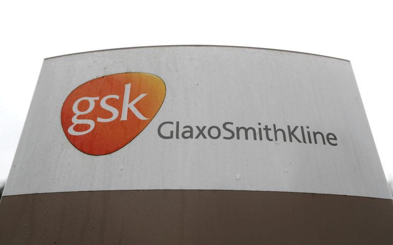&copy; Reuters. FILE PHOTO: A GlaxoSmithKline (GSK) logo is seen at the GSK research centre in Stevenage, Britain November 26, 2019.  REUTERS/Peter Nicholls