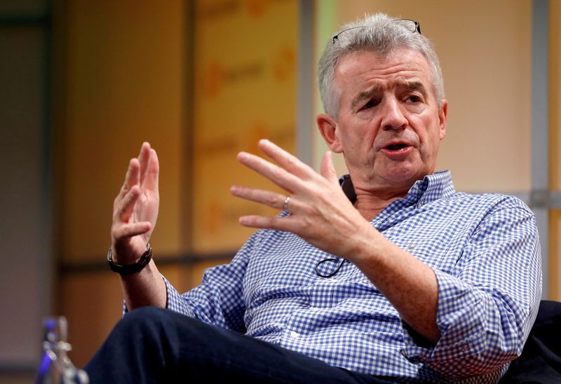 © Reuters. FILE PHOTO: Ryanair Chief Executive Michael O'Leary speaks during a Reuters Newsmaker event in London, Britain October 1, 2019.  REUTERS/Peter Nicholls/File Photo