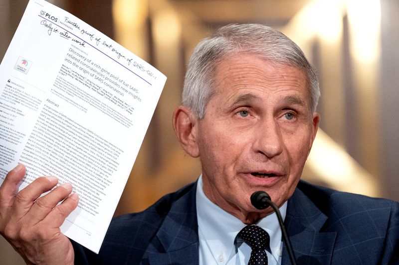 &copy; Reuters. FILE PHOTO: Dr. Anthony Fauci, director of the National Institute of Allergy and Infectious Diseases, speaks during a Senate Health, Education, Labor, and Pensions Committee hearing at the Dirksen Senate Office Building in Washington, D.C., U.S., July 20,