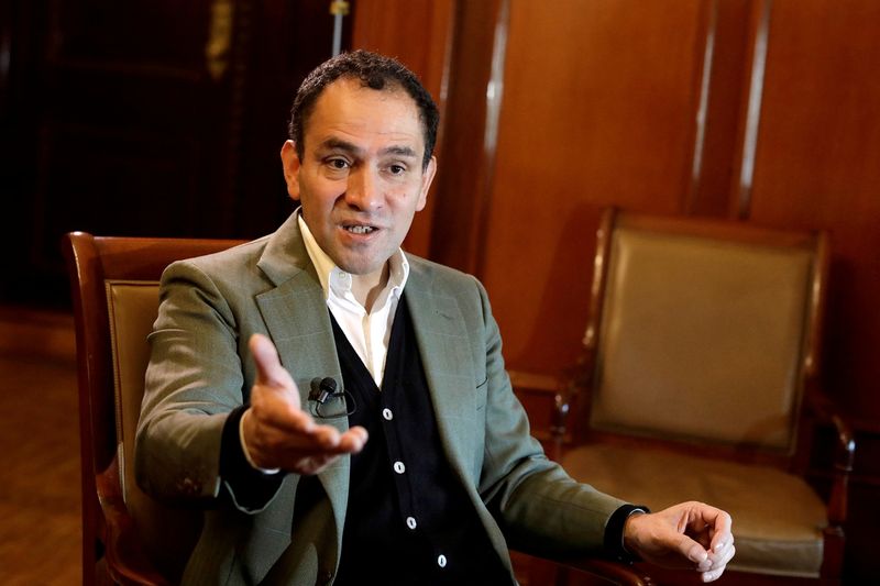 &copy; Reuters. FILE PHOTO: Mexico's then-Finance Minister Arturo Herrera gestures as he speaks during an interview with Reuters, at the National Palace in Mexico City, Mexico December 30, 2020. REUTERS/Gustavo Graf Maldonado