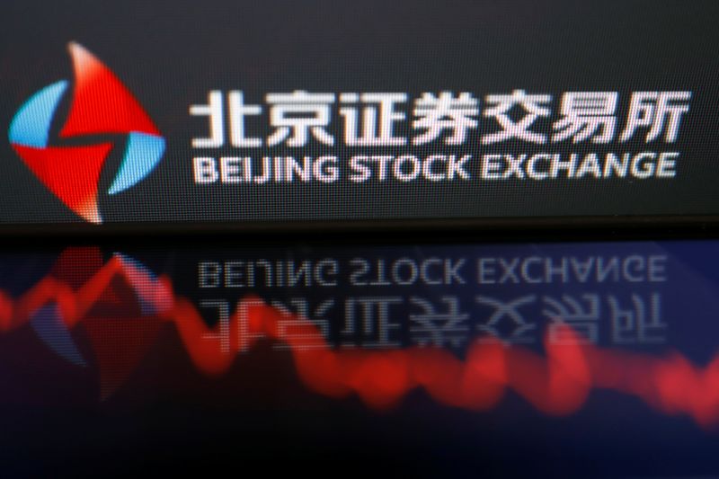 &copy; Reuters. The logo of China's Beijing Stock Exchange is seen by a stock chart in this illustration picture taken November 12, 2021. REUTERS/Florence Lo/Illustration
