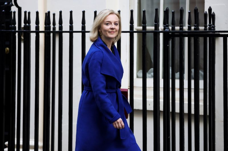 &copy; Reuters. British Foreign Secretary Liz Truss walks outside Downing Street, in London, Britain, November 16, 2021. REUTERS/Tom Nicholson