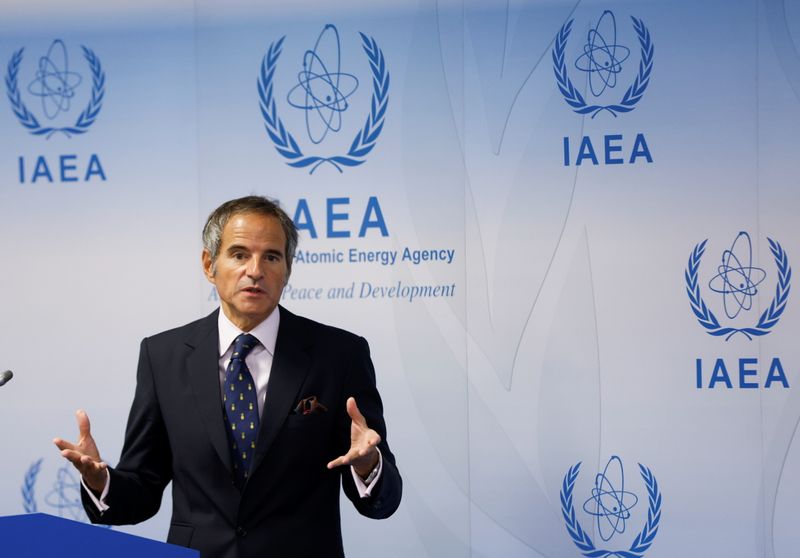 © Reuters. International Atomic Energy Agency Director General Rafael Grossi attends a news conference during an IAEA Board of Governors meeting in Vienna, Austria, September 13, 2021.  REUTERS/Leonhard Foeger