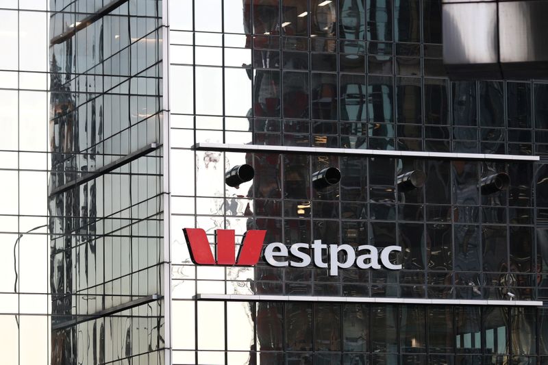 &copy; Reuters. FILE PHOTO: An office building with Westpac logo is seen amidst the easing of the coronavirus disease (COVID-19) restrictions in the Central Business District of Sydney, Australia, June 3, 2020. REUTERS/Loren Elliott