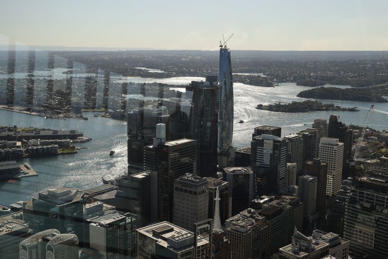 &copy; Reuters. FILE PHOTO: A view of the Central Business District and surrounding city is seen from the Sydney Tower Eye observation deck in Sydney, Australia, August 28, 2020. REUTERS/Loren Elliott