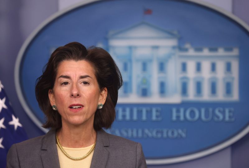 &copy; Reuters. FILE PHOTO: U.S. Secretary of Commerce Gina Raimondo speaks during a press briefing held by White House Deputy Press Secretary Karine Jean-Pierre at the White House in Washington, U.S., November 9, 2021. REUTERS/Leah Millis