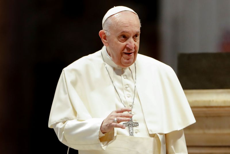 &copy; Reuters. IMAGEN DE ARCHIVO. El Papa Francisco durante una audiencia general semanal en El Vaticano, Noviembre 24, 2021. REUTERS/Remo Casilli