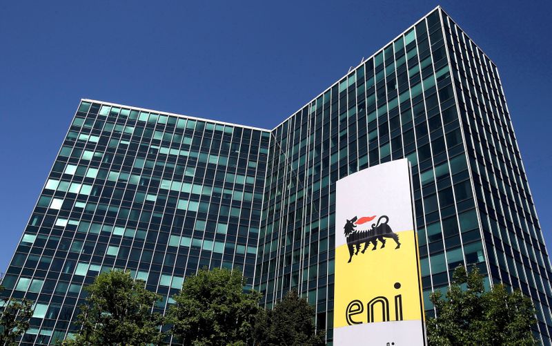 &copy; Reuters. FILE PHOTO: Eni's logo is seen in front of its headquarters in San Donato Milanese, near Milan, Italy, April 27, 2016.  REUTERS/Stefano Rellandini