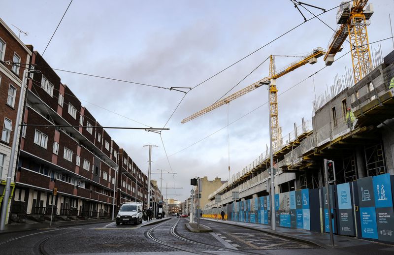 &copy; Reuters. FILE PHOTO: A new development under construction on Dominick Street Lower, faces old council flats in Dublin, Ireland January 30, 2020. REUTERS/Lorraine O'Sullivan