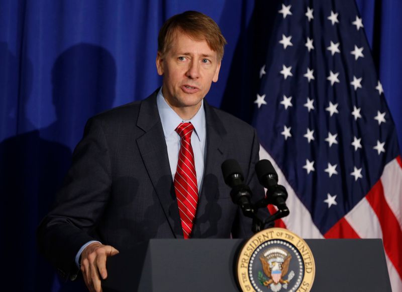 &copy; Reuters. FILE PHOTO: Consumer Financial Protection Bureau Director Richard Cordray speaks in Washington, October 17, 2014. REUTERS/Larry Downing 