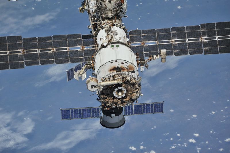 &copy; Reuters. FILE PHOTO: The International Space Station (ISS) photographed by Expedition 56 crew members from a Soyuz spacecraft after undocking, October 4, 2018.NASA/Roscosmos/Handout via REUTERS/File Photo