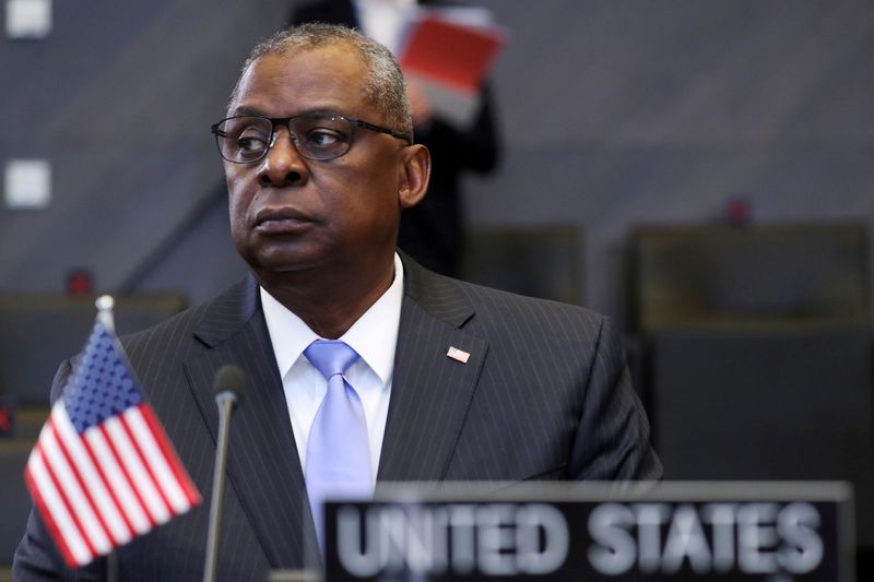&copy; Reuters. FILE PHOTO: U.S. Defence Secretary Lloyd Austin attends a NATO Defence Ministers meeting at the Alliance headquarters in Brussels, Belgium, October 21, 2021. REUTERS/Pascal Rossignol//File Photo