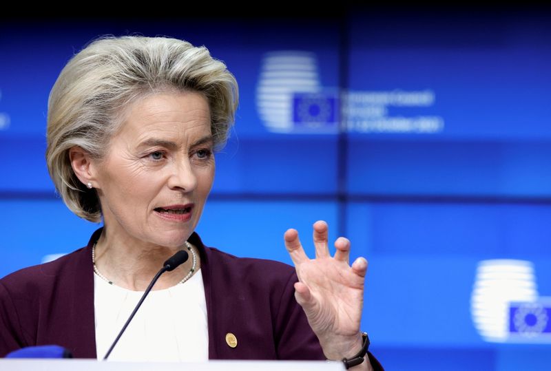 &copy; Reuters. Presidente da Comissão Europeia, Ursula von der Leyen, em Bruxelas
22/10/2021 Olivier Matthys/Pool via REUTERS