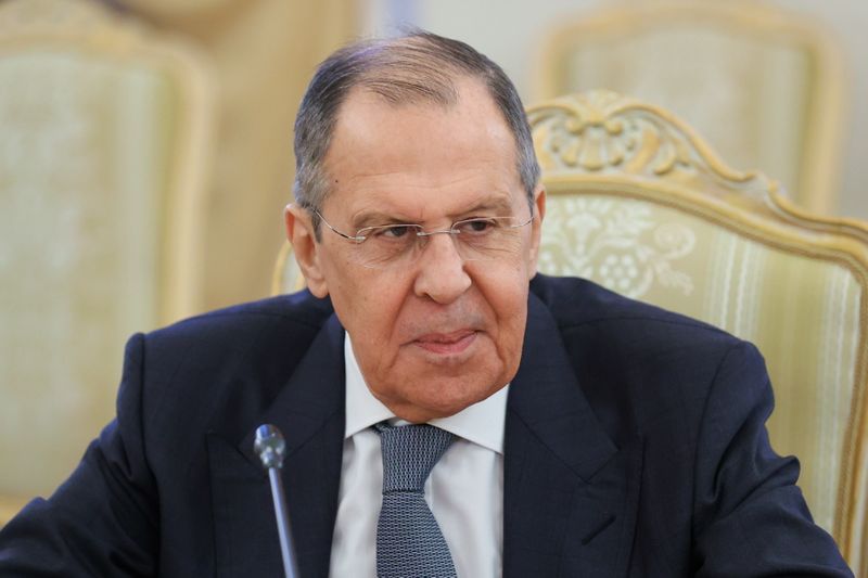 &copy; Reuters. FILE PHOTO: Russian Foreign Minister Sergei Lavrov attends a meeting with Brazilian Foreign Minister Carlos Franca in Moscow, Russia November 30, 2021. Russian Foreign Ministry/Handout via REUTERS 