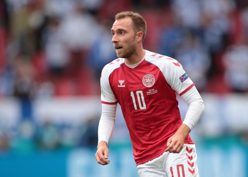 &copy; Reuters. Christian Eriksen durante partida da seleção da Dinamarca contra a Finlândia pela Euro 2020
12/06/2021 Pool via REUTERS/Hannah Mckay