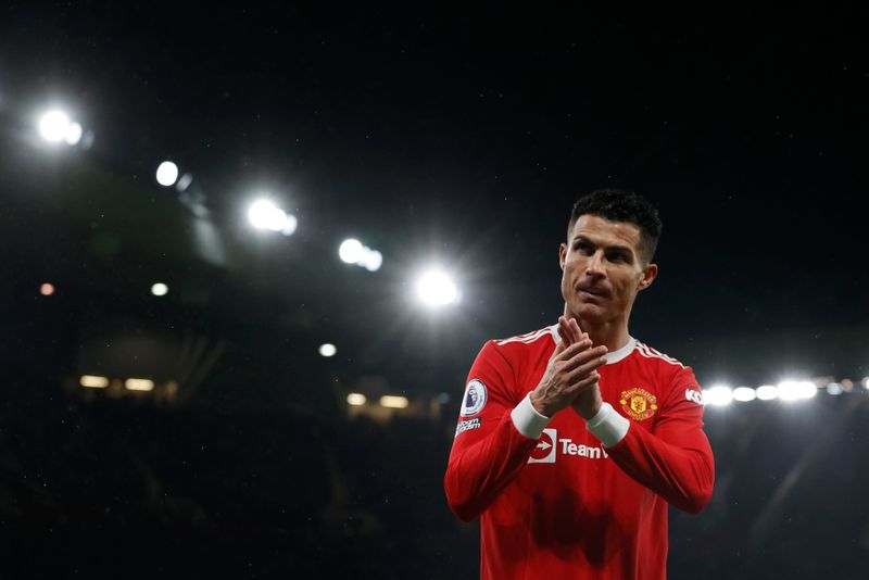 &copy; Reuters. Soccer Football - Premier League - Manchester United v Arsenal - Old Trafford, Manchester, Britain - December 2, 2021 Manchester United's Cristiano Ronaldo applauds fans after he was substituted REUTERS/Phil Noble EDITORIAL USE ONLY. No use with unauthori