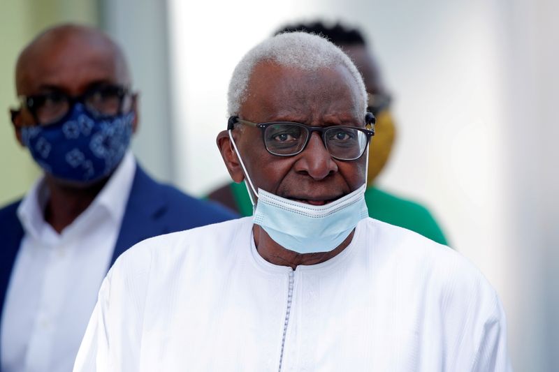 &copy; Reuters. Lamine Diack, ancien patron de l'athlétisme mondial condamné l'an dernier pour corruption, est mort vendredi à l'âge de 88 ans à son domicile au Sénégal. /Photo d'archives/REUTERS/Charles Platiau
