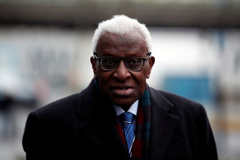 &copy; Reuters. FILE PHOTO: Former President of International Association of Athletics Federations (IAAF) Lamine Diack arrives for his trial at the Paris courthouse, France, January 13, 2020. REUTERS/Benoit Tessier