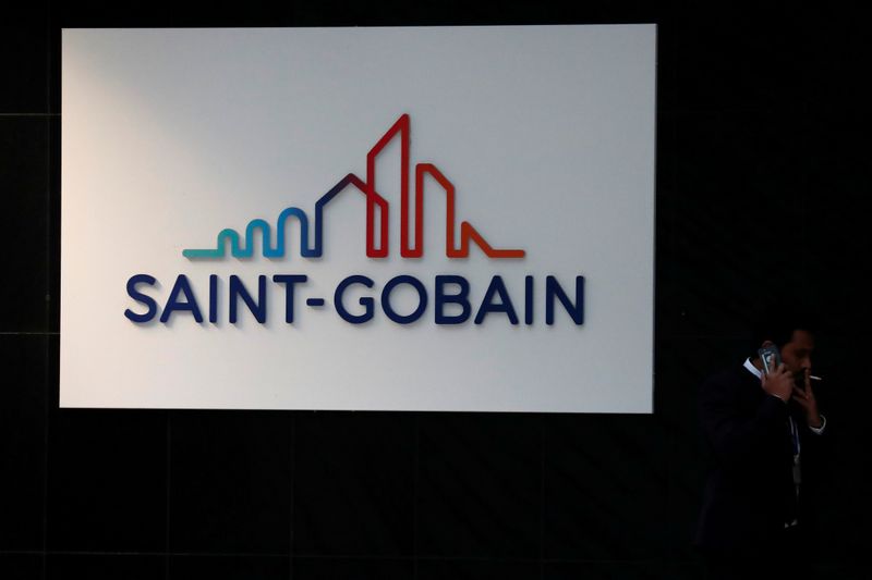 &copy; Reuters. The Saint-Gobain logo is seen on the company headquarters building at the La Defense business district in Courbevoie, outside Paris, France, February 19, 2018. REUTERS/Gonzalo Fuentes