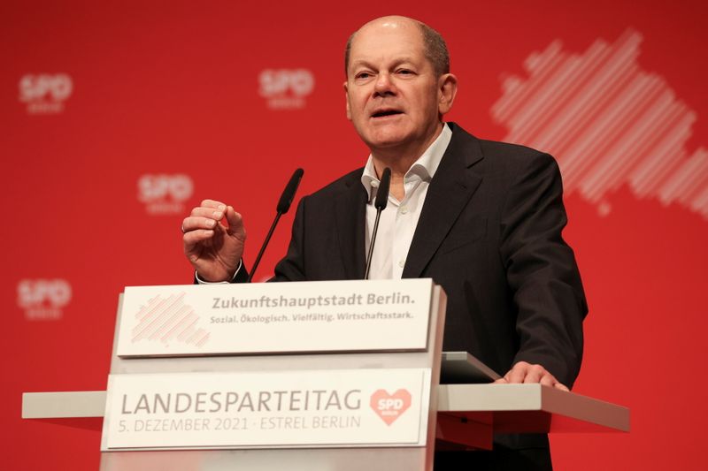 &copy; Reuters. Olaf Scholz durante convenção do Partido Social-Democrata da Alemanha em Berlim
05/12/2021 REUTERS/Christian Mang