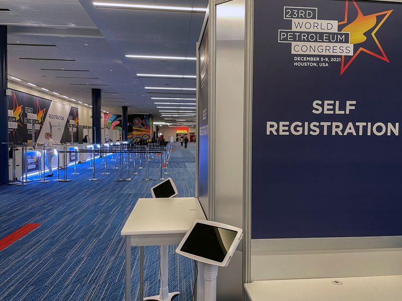 &copy; Reuters. A view shows the registration desk of the World Petroleum Congress, in Houston, Texas, U.S. December 6, 2021. REUTERS/Sabrina Valle