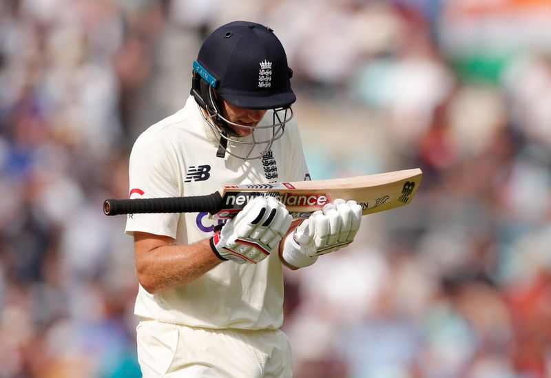 &copy; Reuters. FILE PHOTO: Cricket - Fourth Test - England v India - The Oval, London, Britain - September 6, 2021 England's Joe Root looks dejected after losing his wicket Action Images via Reuters/Andrew Couldridge
