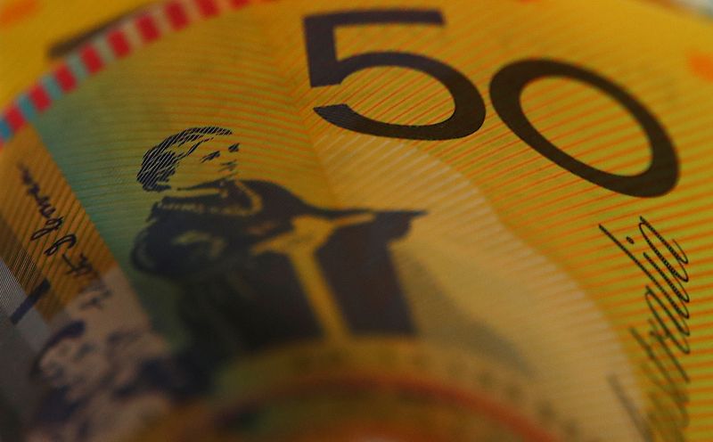 &copy; Reuters. FILE PHOTO: Australian dollars are seen in an illustration photo February 8, 2018. REUTERS/Daniel Munoz