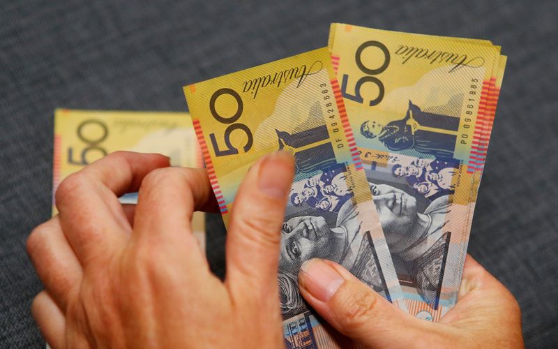 &copy; Reuters. Australian dollars are seen in an illustration photo February 8, 2018. REUTERS/Daniel Munoz