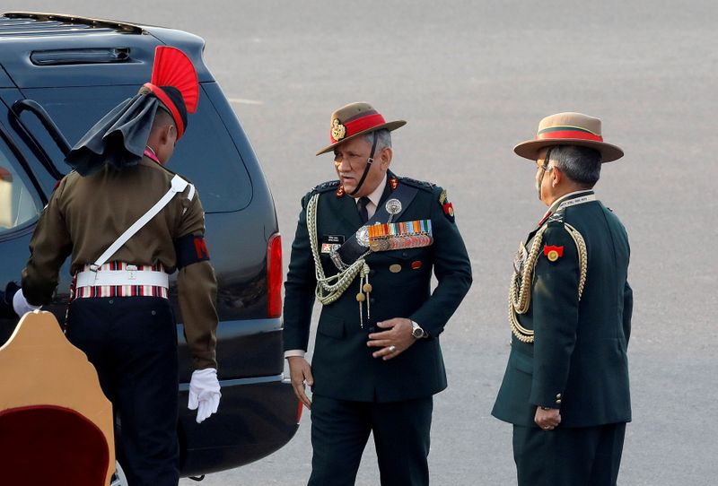 &copy; Reuters. FILE PHOTO: Indian Army chief General Bipin Rawat arrives for the Beating the Retreat ceremony in New Delhi, India, January 29, 2019. REUTERS/Altaf Hussain