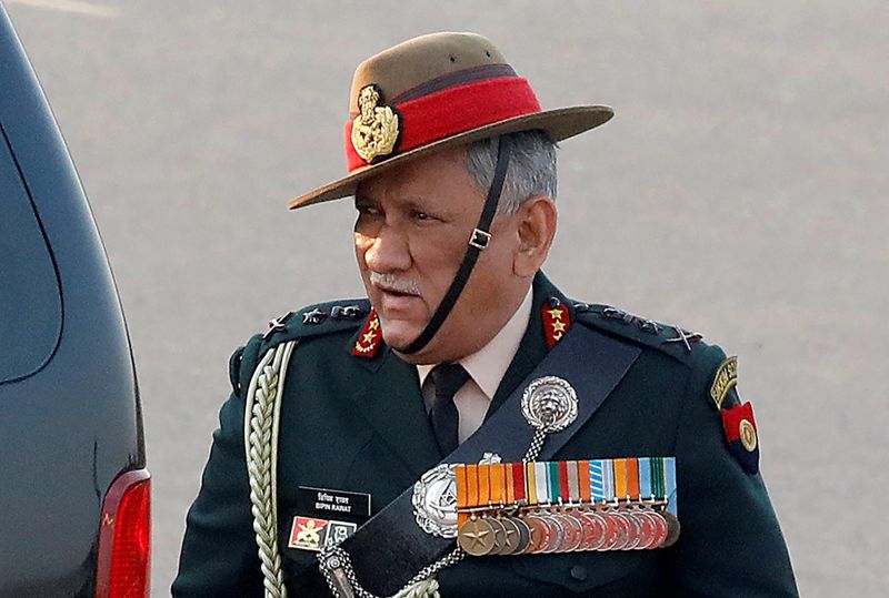 &copy; Reuters. Le chef d'état-major des armées indiennes, le général Bipin Rawat (en photo), son épouse et 11 autres personnes ont été tuées mercredi lorsque l'hélicoptère dans lequel ils se trouvaient dans le sud de l'Inde s'est écrasé, a annoncé l'armée 