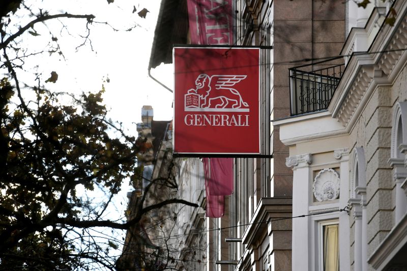 &copy; Reuters. FILE PHOTO: The logo of insurance company Generali is seen on the company headquarters in Budapest, Hungary, November 29, 2019. REUTERS/Tamas Kaszas