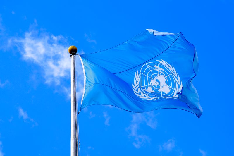 &copy; Reuters. FILE PHOTO: The United Nations flag is seen during the 74th session of the United Nations General Assembly at U.N. headquarters in New York City, New York, U.S., September 24, 2019. REUTERS/Yana Paskova