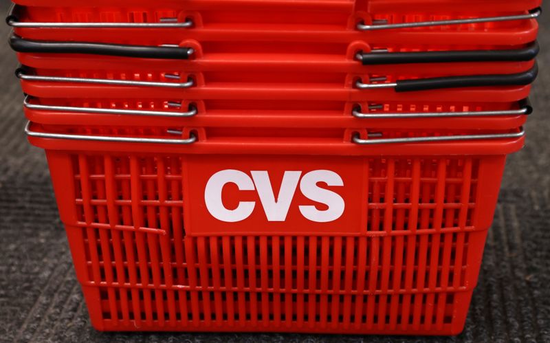 &copy; Reuters. FILE PHOTO: Shopping baskets are seen in a CVS pharmacy store in Manhattan, New York, U.S., November 15, 2021. REUTERS/Andrew Kelly