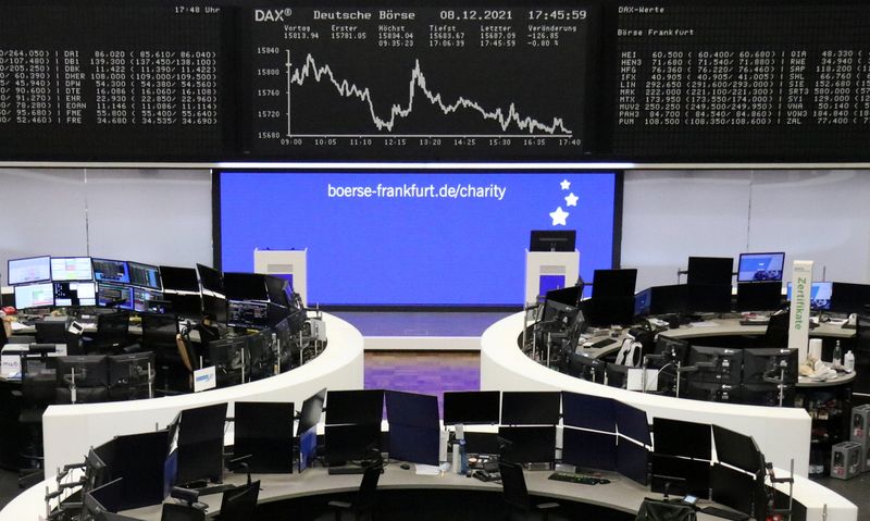&copy; Reuters. The German share price index DAX graph is pictured at the stock exchange in Frankfurt, Germany, December 8, 2021. REUTERS/Staff