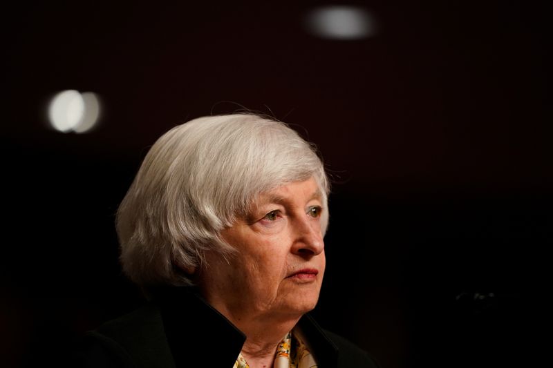 &copy; Reuters. FILE PHOTO: Treasury Secretary Janet Yellen waits to testify before a Senate Banking Committee hybrid hearing on oversight of the Treasury Department and the Federal Reserve on Capitol Hill in Washington, U.S., November 30, 2021. REUTERS/Elizabeth Frantz