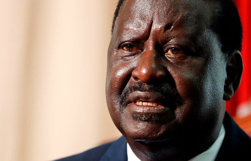 &copy; Reuters. FILE PHOTO: Raila Odinga, Kenya's former Prime Minister and the African Union (AU) High Representative for Infrastructure Development in Africa, speaks during an interview with Reuters in Nairobi, Kenya February 18, 2021. REUTERS/Thomas Mukoya/File Photo