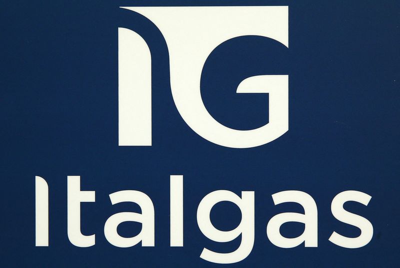 &copy; Reuters. Italgas logo is seen at the Milan's stock exchange headquater, in Milan, Italy, November 7 ,2016. REUTERS/Stefano Rellandini