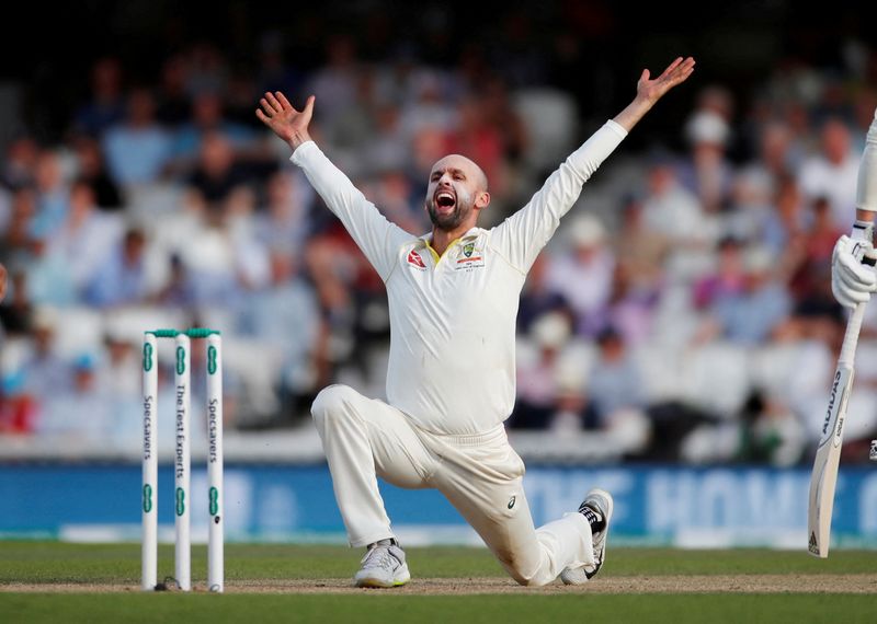 © Reuters. FILE PHOTO: Cricket - Ashes 2019 - Fifth Test - England v Australia - Kia Oval, London, Britain - September 14, 2019  Australia's Nathan Lyon appeals the wicket of England's Jos Buttler  Action Images via Reuters/Paul Childs