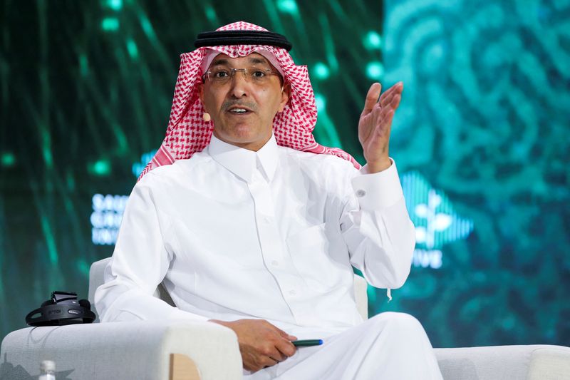 &copy; Reuters. وزير المالية السعودي محمد الجدعان خلال منتدى المبادرة الخضراء في الرياض في 23 أكتوبر تشرين الأول 2021. تصوير أحمد يسري - رويترز.