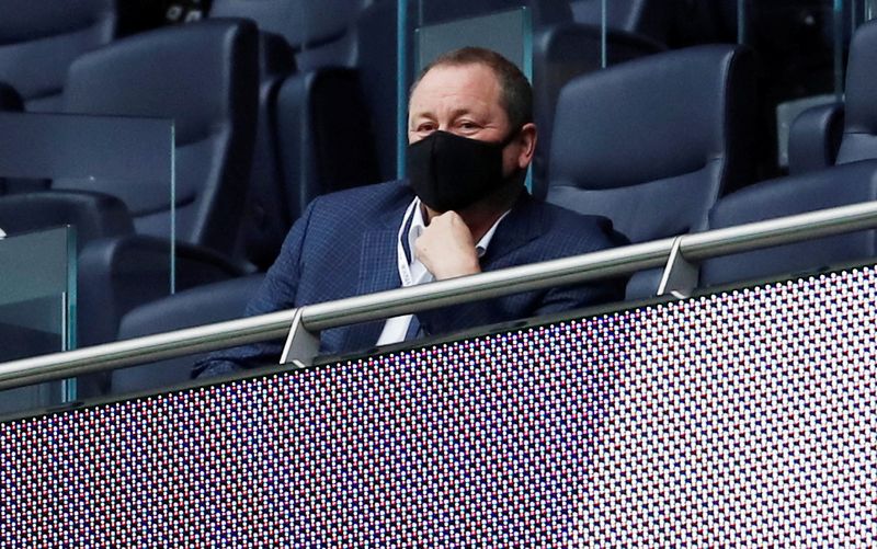 &copy; Reuters. FILE PHOTO: Soccer Football - Premier League - Tottenham Hotspur v Newcastle United - Tottenham Hotspur Stadium, London, Britain - September 27, 2020  Newcastle United owner Mike Ashley in the stands Pool via REUTERS/Andrew Boyers 