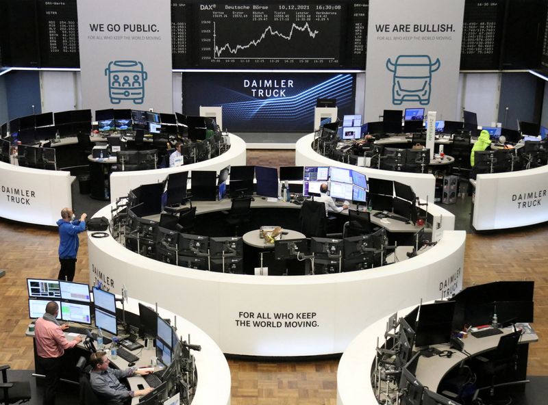 &copy; Reuters. The German share price index DAX graph is pictured at the stock exchange in Frankfurt, Germany, December 10, 2021. Daimler Truck started trading in Frankfurt after being spun off from Daimler, which is to be renamed Mercedes-Benz and retain a 35% stake in