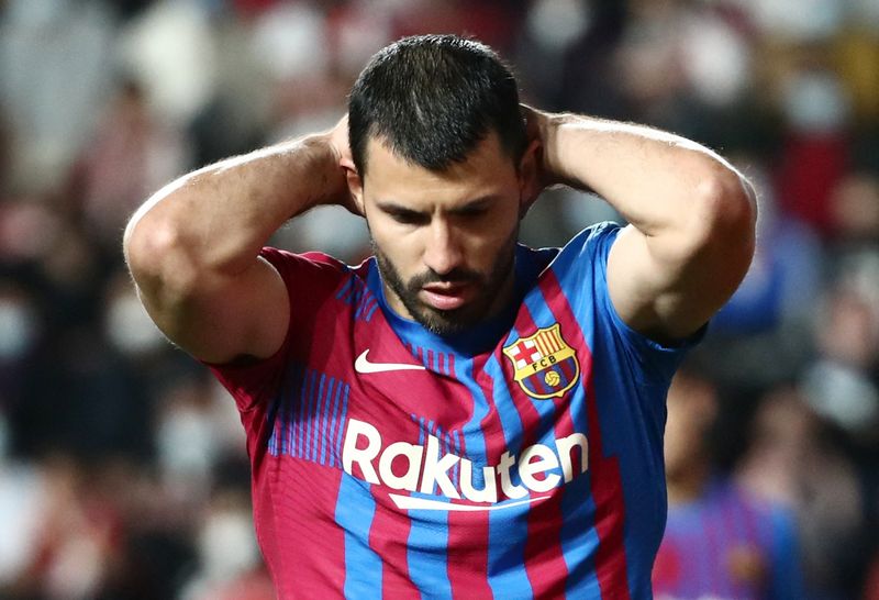 &copy; Reuters. Sergio Aguero durante partida do Barcelona contra o Rayo Vallecano pelo Campeonato Espanhol
27/10/2021 REUTERS/Sergio Perez