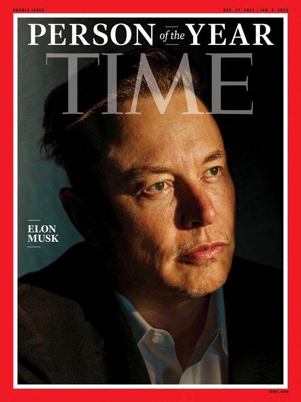 &copy; Reuters. Capa da revista Time com Elon Musk como "Pessoa do Ano"
13/12/2021
Mark Mahaney para a Time/Divulgação via Reuters