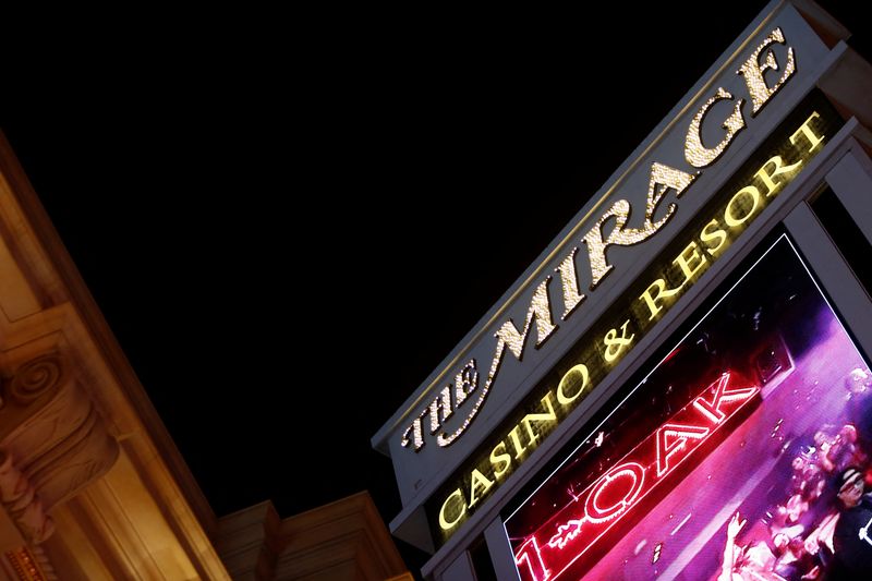 &copy; Reuters. FILE PHOTO: The logo of the Mirage Casino and Resort is seen on the Las Vegas Strip in Las Vegas, Nevada, U.S. February 26, 2018.  Picture taken February 26, 2018.  REUTERS/Darrin Zammit Lupi