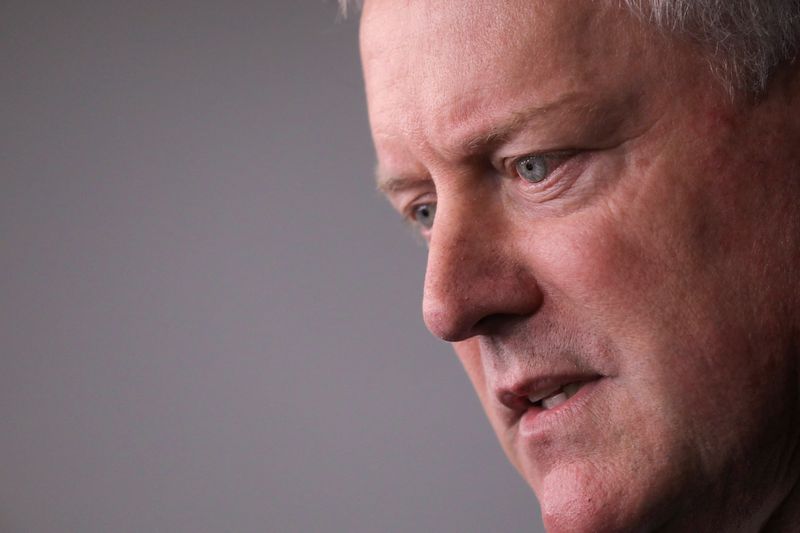 &copy; Reuters. FILE PHOTO: White House Chief of Staff Mark Meadows speaks to reporters during a news briefing at the White House in Washington, U.S., July 31, 2020. REUTERS/Carlos Barria