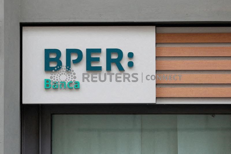&copy; Reuters. Bper bank logo is pictured in Rome, Italy, February 17 ,2021. REUTERS/Guglielmo Mangiapane