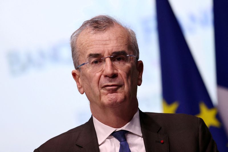 &copy; Reuters. FILE PHOTO: Bank of France Governor Francois Villeroy de Galhau at the Bank of France in Paris, France, October 22, 2021. REUTERS/Sarah Meyssonnier/File Photo