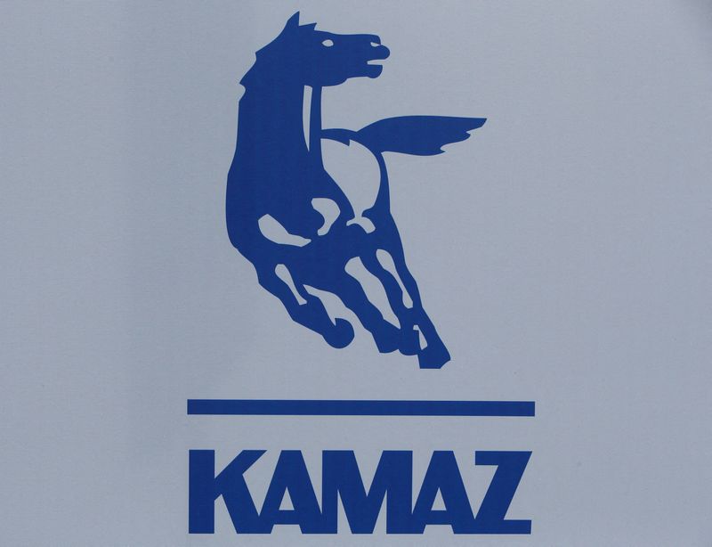 &copy; Reuters. FILE PHOTO: The logo of Russian truckmaker Kamaz is seen on a board at the St. Petersburg International Economic Forum 2017 (SPIEF 2017) in St. Petersburg, Russia, June 1, 2017. REUTERS/Sergei Karpukhin/File Photo